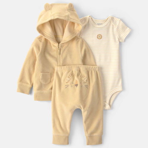 Baby 3-Piece Lion Terry Short-Sleeve Layering Set - Yellow | Carter’s Oshkosh Canada