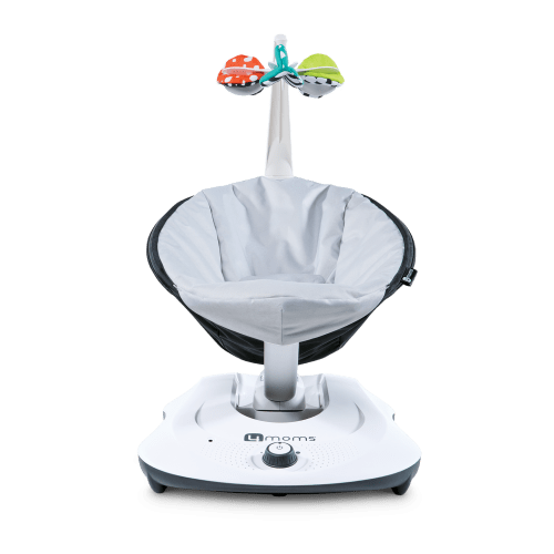 4moms RockaRoo Baby Rocker + Safety Strap Fastener, Compact Baby Rocker with Front to Back Gliding Motion, Grey Classic