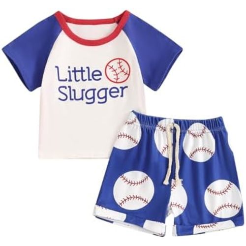 FIOMVA Baby Golf Outfit Toddler Boy T Shirt Shorts 2 Piece Set Infant Hole In One Birthday Outfit Newborn Summer Clothes