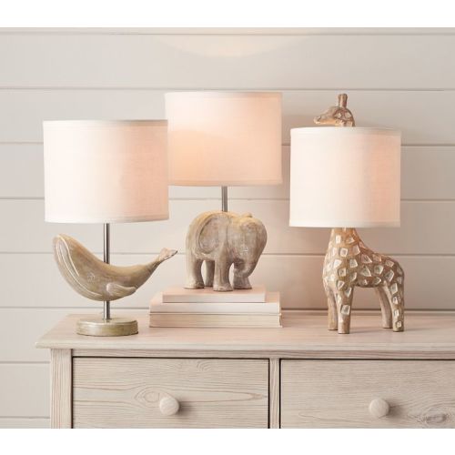 Carved Wood Giraffe Table Lamp (17")