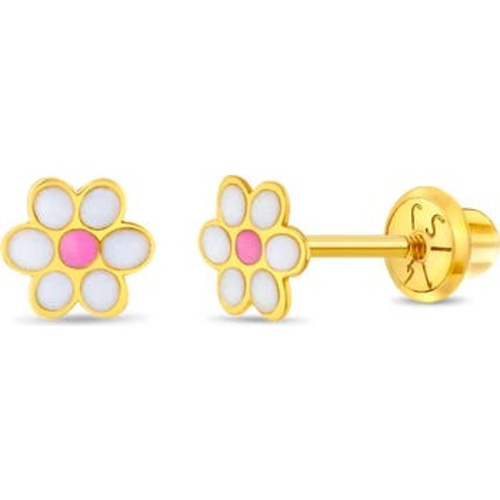 14k Enamel Daisy Earrings