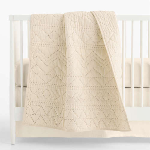 Heirloom Stitched Undyed 100% Organic Cotton Baby Crib Quilt