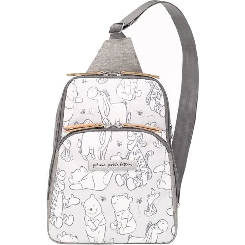 Petunia Pickle Bottom Criss-Cross Sling Bag - Stylish Sling Bag for Women and Men - Adjustable Straps to Custom-Fit - Spacious Main Pocket - Disney’s Playful Pooh