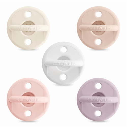 Comfy Cubs Baby Pacifier, 5 Pack - Breast-like, Soft Nipple Shape for Newborn, Multicolor Girl