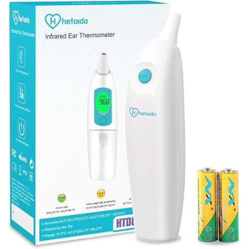 Ear Thermometer for Adults and Kids, Digital Thermometer with Fever Alarm and Instant Accuracy Readings, Infrared Thermometer Gun for Infants, Baby Thermometer, Fast, Reliable