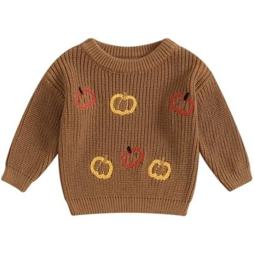 Toddler Baby Boy Girl Halloween Outfit Infant Pumpkin Embroidery Knit Sweaters Sweatshirt Tops Fall Winter Clothes