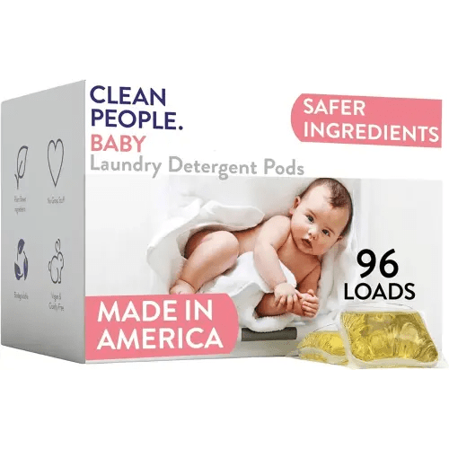 The Clean People Laundry Detergent Pods - Recyclable Packaging, Hypoallergenic, Stain Fighting - Ultra Concentrated, Laundry Soap - Baby (Unscented), 96 Pack