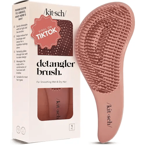 Kitsch Detangler Hair Brush for Curly or Straight, Wet and Dry Hair, Flexible Hairbrush Bristles for Women & Men