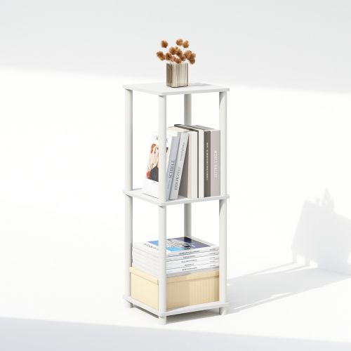 20 in. Tall White Wood 2-Shelf Bookcase