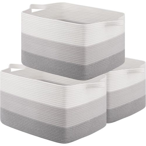 Medium-Sized Storage Baskets, Pack of 3, Gradient Gray (17.7"x13.8"x11")
