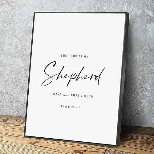 Canvas Wall Art Psalm 23 1 Bible Verse Wall Art,Th Lord Is My Shepherd Print,Minimalist Wall Decor Modern Prints Black Metal Framed Room Decor For Home Office Apartment Wall Decor Ready To Hang 12x8 In