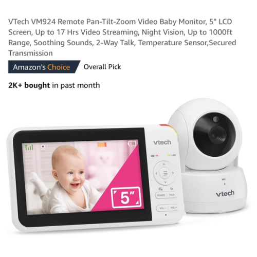 Amazon.com : vtech vm924 5" screen remote pan-tilt-zoom baby monitor