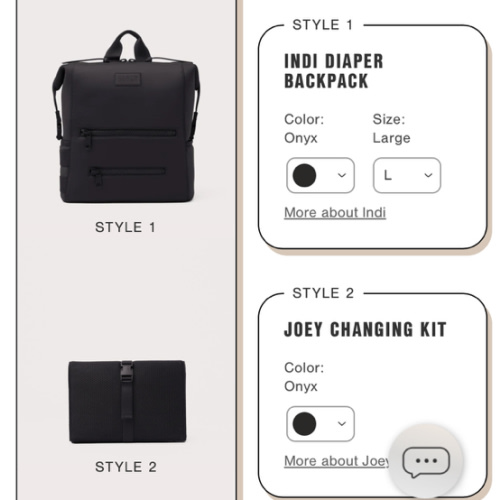 Indi Diaper Bag + Joey Changing Pad