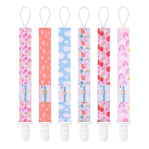 Babygoal Pacifier Clips, 6 Pack Pacifier Holder for Boys and Girls Fits Most Pacifier Styles & Baby Toys and Baby Gift 6PS36