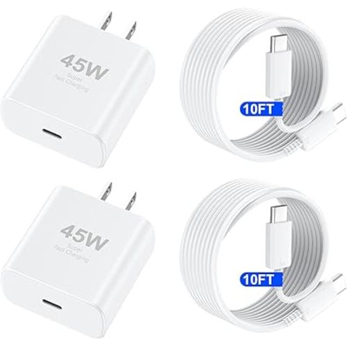 iPhone 16 Pro Max Charger Fast Charging, 45W USB C iPhone 16 Super Fast Charger Block with 10ft Long Type C Charging Cable Cord for iPhone 16/16 Pro/16 Pro Max/16 Plus/15/15 Pro Max/15Pro/Plus/S25