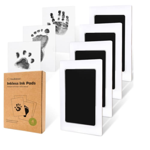 4-Pack Inkless Baby Hand and Footprint Kit - Mess Free Ink Pad for Newborn Keepsake, Dog Nose & Paw Print Kit, Clean Touch Ink Pad for Baby Hand & Footprints, Ideal New Mom Gifts (Jet Black)