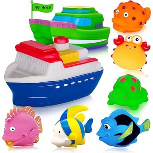 Bath Toys for Kids Ages 1-3 - Mold Free Bath Toy for Babies 6-12 Months - Toddler Pool Bathtub Water Table Toys - Valentines Day Gifts for 1 2 3 Year Old Boys Girls Easter Basket Stuffers Toy Boats