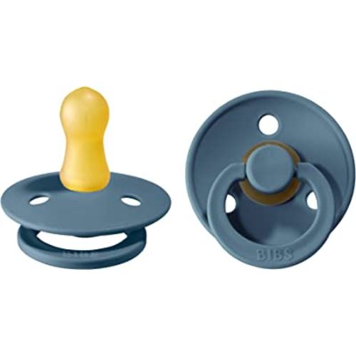 BIBS Pacifiers | Natural Rubber Baby Pacifier | Set of 2 BPA-Free Soothers | Made in Denmark | Petrol Blue | Size 0-6 Months