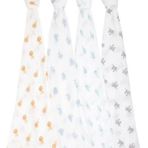 aden + anais muslin swaddle blankets - 4pk, Color: Animal Kingdom