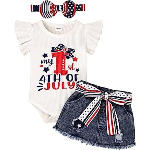 My Fisrt 4th of July Outfit for Infant Baby Girl 4th of July Outfits Baby Girl Clothes Cute American Flag Skirt Set