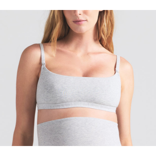 COTTON JERSEY MATERNITY NURSING SCOOP BRALETTE | LIGHT HEATHER GREY