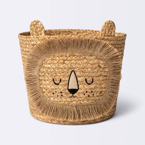 Braided Water Hyacinth Medium Round Storage Basket - Lion - Cloud Island™