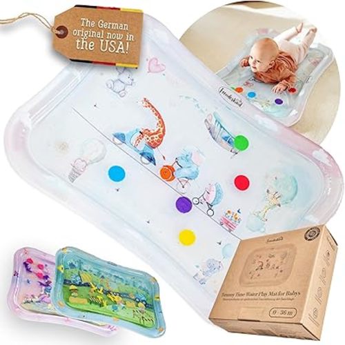 Premium Water Play Mat XXL – Award-Winning Inflatable Tummy Time Water Mat – Sensory & Motor Development Designed by German Professional Educators – Certified 100% Baby-Safe Materials