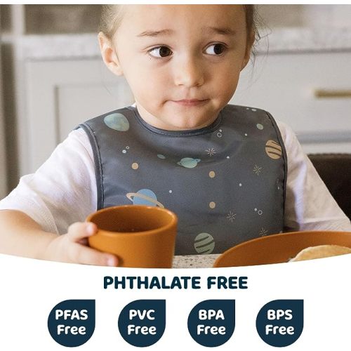Tiny Twinkle Mess Proof Baby Bib - Waterproof Baby Apron - Machine Washable - PVC, BPA, & Phthalate Free - Great Travel Bib…