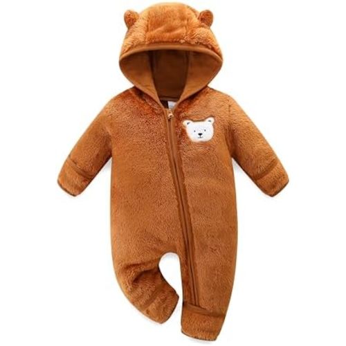 Baby Fleece Winter Jumpsuit Outfits Cute Cartoon Comfy Snowsuit Fluffy Romper for 0-18M