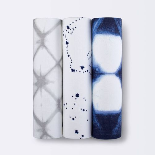 Muslin Swaddle Blankets Starry Slumber 3pk - Cloud Island™ Blue