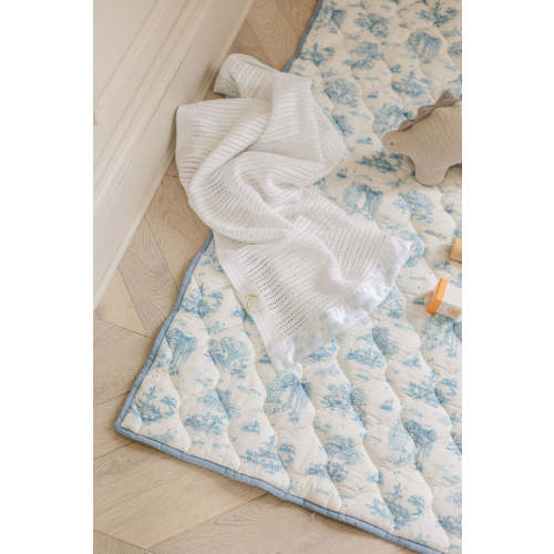 Spring Toile Blue Quilted Playmat - Organic Cotton Baby Playmat – The Gilded Bird US