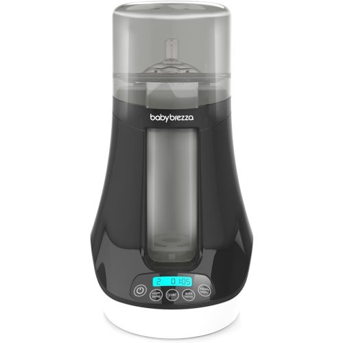 Baby Brezza Electric Baby Bottle Warmer, Breast Milk + Baby Food Warmer and Defroster - Universal Fits All Feeding Bottles:Glass, Plastic, Small, Large + Digital Display,Black and White