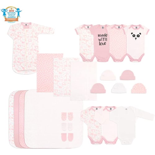 The Peanutshell Newborn Essentials Layette Gift Set for Baby Girls, 23 Piece, Fits Newborns to 3 Month