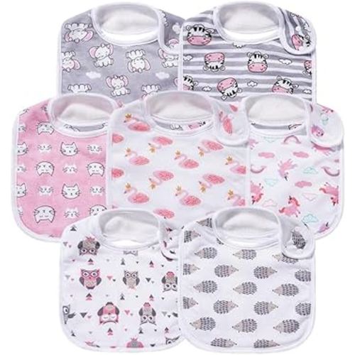 7 Pack Baby Cotton Absorbent Bibs for Drooling Teething