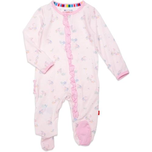 Magnetic Me Girls Modal Magnetic Baby Footie Pajamas | Silky Soft Modal Fabric | Baby Sleepers Available Sizes PRE - 24M