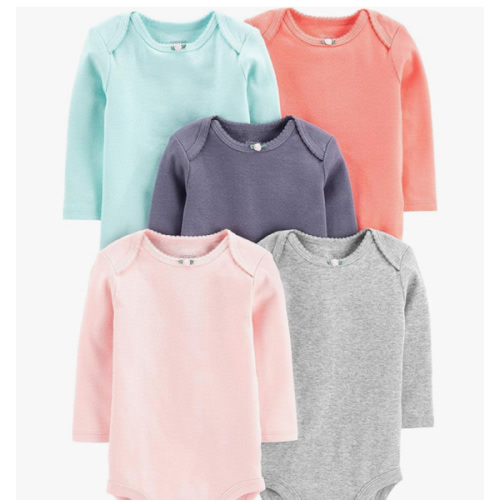 NB Simple Joys by Carter's Baby Girls' Long-Sleeve Bodysuit, Pack of 5