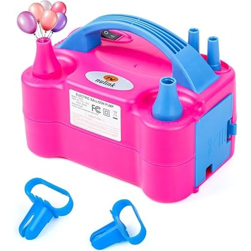 Nulink Electric Balloon Pump, Portable Electric Balloon Blower Machine Balloon Air Pump Dual Nozzle 110V 600W Balloon Inflator for Party Decorations