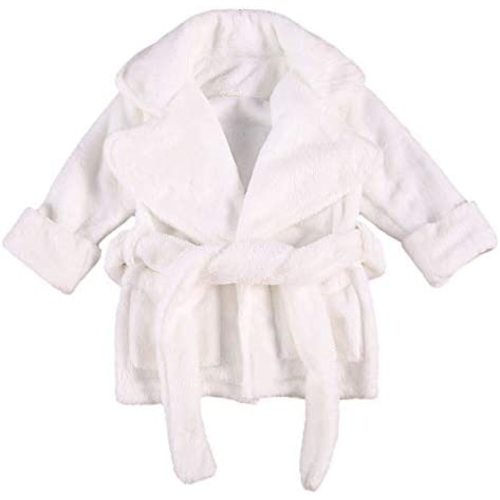 Qiylii Unisex Baby Plush Bathrobe Plain Kimono Gown Newborn Toddler Girls Boys Towel Robe Nightwear Clothes