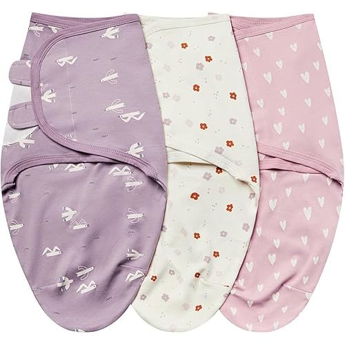 insular Baby Swaddle Wrap, Swaddle Blanket for Newborn and Infant, Adjustable Swaddle Set for Boy and Girl, Soft Cotton Baby Sleep Sack 3 Pack (Seagull, Small(0-3 Month)