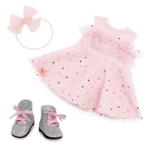 Our Generation Pink & Colorful Confetti-Print Dress Outfit for 18'' Dolls