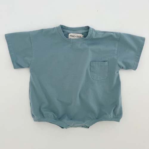 Cory Pocket Romper in Light Blue