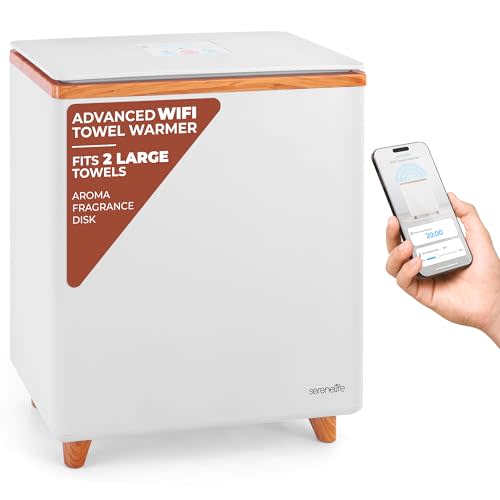 SereneLife SLTLR660W Rectangular Bucket-Large Capacity Single Touch Towel & Blanket Warmer with Built-in WiFi Capability (Natural)