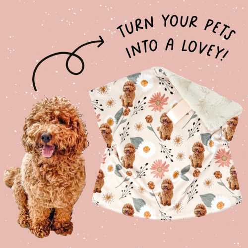 Lovey: Turn Your Pet Photo into a Lovie. Minky. Soft. Lovie. Baby Blanket. Dog Nursery. Dog Baby Gift. Personalized. Dog and Me Baby Gift.