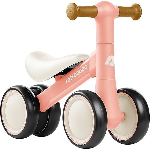 Retrospec Cricket Baby Walker Balance Bike with 4 Wheels for Ages 12-24 Months - Toddler Bicycle Toy for 1 Year Old’s - Ride On Toys for Boys & Girls