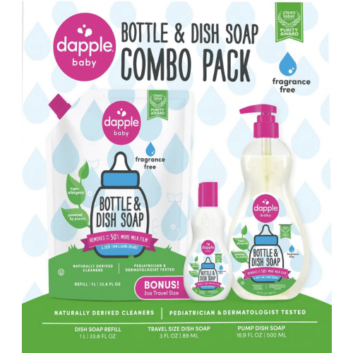 Dapple Bottle & Dish Soap Fragrance-Free Bundle, 2 pk.