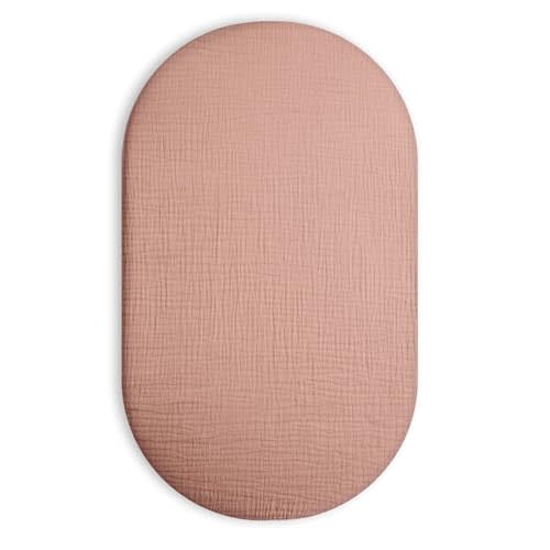 Bassinet Sheet for Baby Boy and Girl, Universal Fit for Rectangle, Oval, Hourglass Bassinet Mattress, Moses Basket Sheets (Dusty Rose)