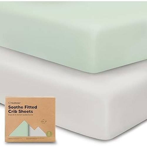 KeaBabies 2-Pack Organic Crib Sheets for Boys, Girls - 52x28 Fitted Crib Mattress Sheet Neutral, Breathable Jersey Cotton Cover for Baby Bed, Toddler Mattress, Soft & Cute Prints (Sage)