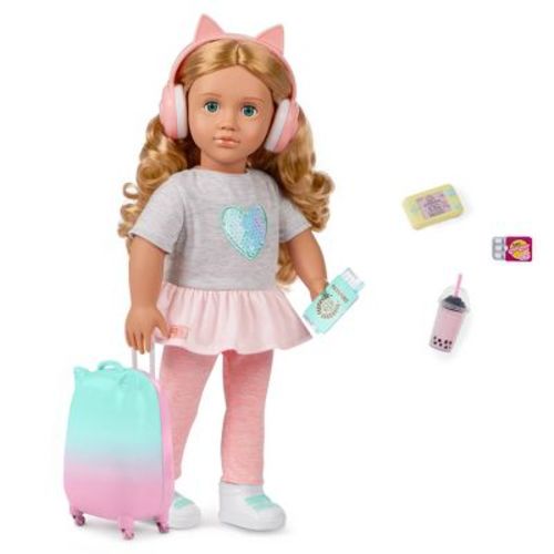 Our Generation 18" Doll with Luggage and Travel Accessories Set