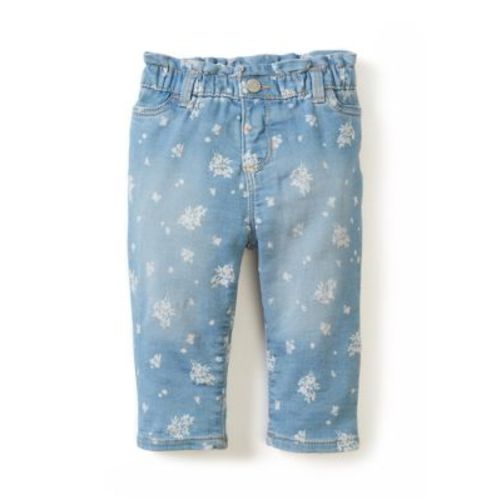 Baby Girls Printed Paperbag Jeans