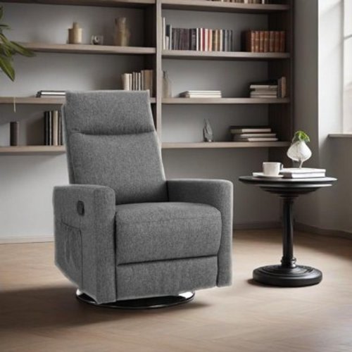 Recliner Message Chair with Footrest, Swivel Rocking Glider, High Back Upholstered Deep Seat for Living Room, Bedroom,Gray